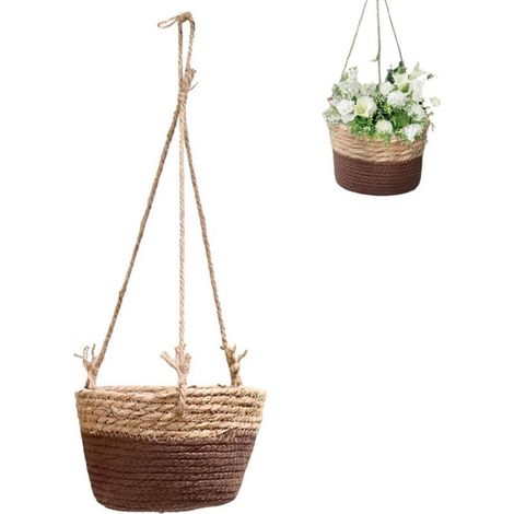 Jute Rope Hanging Flower Pot, Hanging Plant Basket, Hanging Planter Basket, Rope Hanging Planter, Indoor or Outdoor (1/5)
