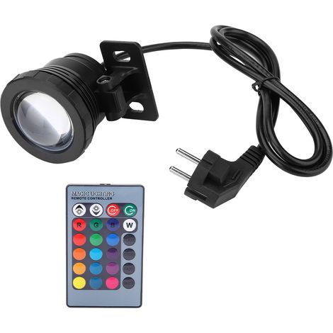Lampe LED d'extérieur étanche pour piscine RGB de jardin avec télécommande 10W Noir (1/5)