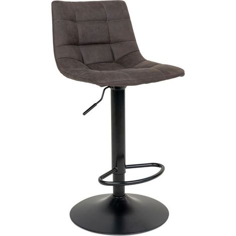 Chaises de bar - HOUSE NORDIC - Middlefart - Microfibre gris foncé - Pieds en métal noir - Confort élégant