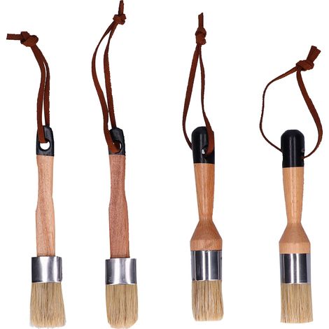 4pinceaux à tête ronde, manche en bois, outils de peinture et cirage pour meubles et décoration intérieure (1/5)