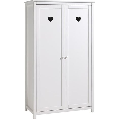 MILADY - Armoire 2 Portes Blanche Motifs Coeurs Ajourés (1/3)