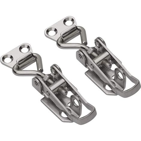 -2PCS Hasp Réglable en Acier, Pince à Levier avec Crochet Fermeture à Ressort pour Coffret et Tiroir (1/4)