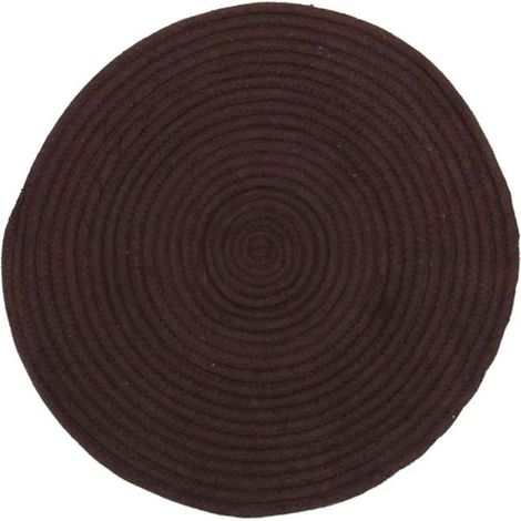 TAMTAM - Tapis en coton réversible effet cordage chocolat diam.70 (1/3)