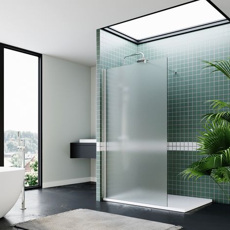 ELEGANT 700mm Walk in Shower Enclosure Door Wet Room Screen 8mm Easy Clean Safety Glass Full Frosted Include a Chrome Support Bar (1/5)