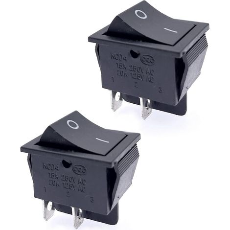 2x ON OFF Interrupteur à bascule marche/arrêt 15A 250V 20A 125V AC 2 positions 4 bornes DPST 4 broches interrupteur bouton d'alimentation rectangulaire KCD (1/5)