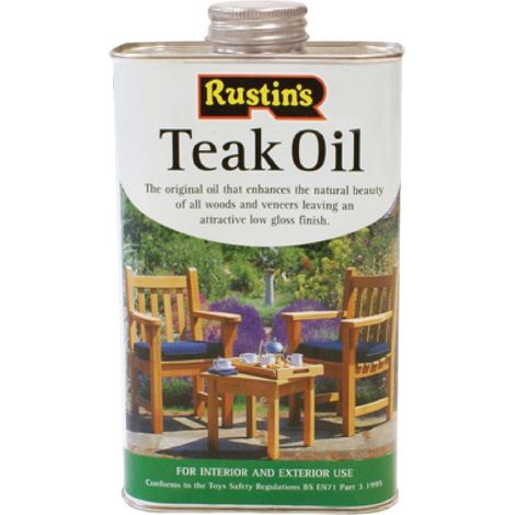 Rustins TEAK1000 Teak Oil - 1 Litre for Wood Protection and Finish