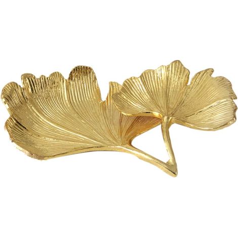 Bol décoratif en forme de feuille de ginkgo biloba dorée, bol à bijoux doré, plateau de rangement pour bagues et colliers. (1/5)