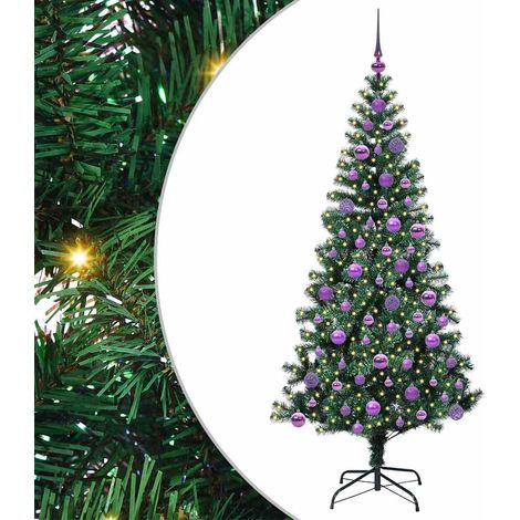 Artificial Pre-lit Christmas Tree Green 180 cm PVC and Metal vidaXL (1/5)