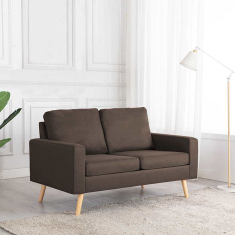 Canapé 2 places en tissu polyester marron avec coussins, 130 x 76 x 82,5 cm - PANGIVO (1/5)