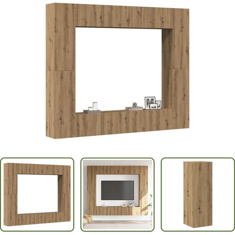 vidaXL Artisan-Eiche - 8-tlg. TV-Schrank-Set Wandmontage Artisan-Eiche Holzwerkstoff (1/5)