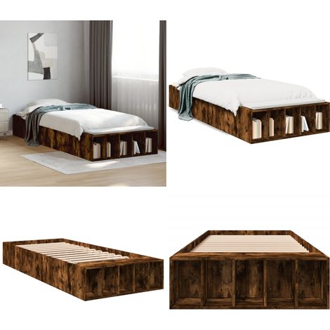 Bettgestell Räuchereiche 90x200 cm Holzwerkstoff - Holzbettfassungen - Bettsystem - Lattenrost - Schlafzimmermöbel - Rauchfarbenes Möbelstück - Home & Living (1/5)