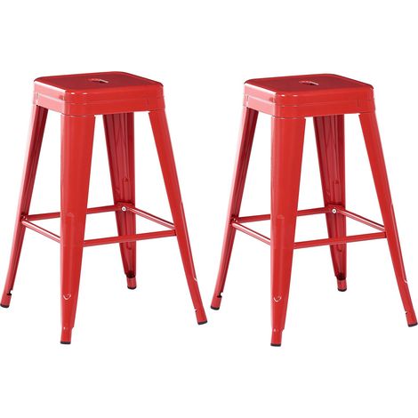 Set mit 2 Barhockern CABRILLO Metall Rot (1/5)