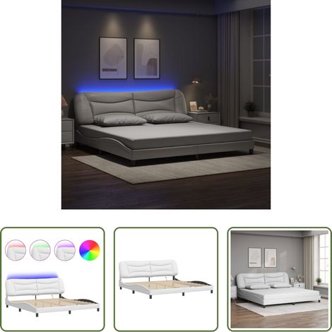 LED-Leuchten - Bettgestell mit LED ohne Matratze "Hvar" Weiß 200x200 cm (1/5)