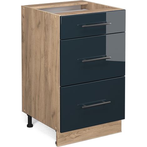 Meuble cuisine Fame-Line, Bleu foncé brillant, 50 cm sans plan de travail, Vicco