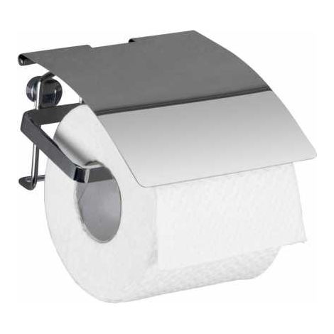 WENKO Portarotolo Premium per carta igienica, portarotolo da muro in acciaio inossidabile, 12,5x9x13 cm, lucido (1/5)