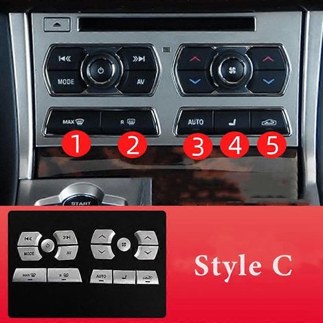 Lot de 15 pièces de protections décoratives pour les boutons multimédias et de climatisation de la console centrale de la Jaguar XF 2012-2015 (1/5)
