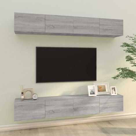vidaXL Meubles TV muraux 4 pcs sonoma gris 100x30x30 cm (1/5)