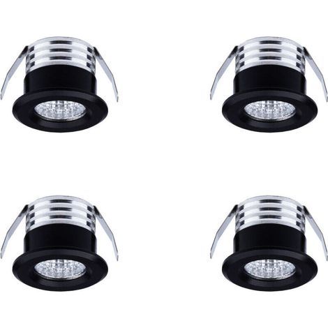 Lot de 4 mini spots LED encastrables, 3 W, Lumière neutre noir (1/3)