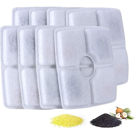 Filtres de rechange pour fontaine pour animaux de compagnie 84 oz/2,5 L Distributeur d'eau automatique pour chien Résine échangeuse d'ions et charbon actif de noix de coco pour fontaine d'eau pour cha (1/5)