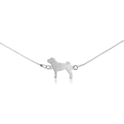 Bracelet en argent avec un Shar Pei sur une chaîne