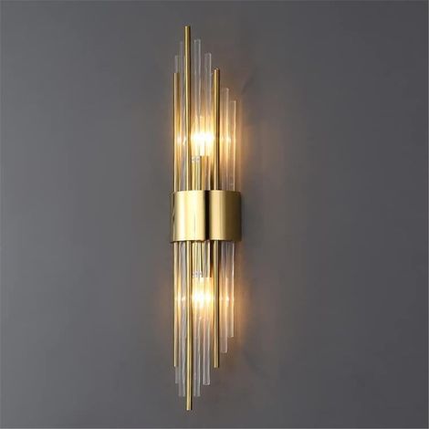 Applique murale moderne or - Luminaire LED luxe pour chambre, hôtel, couloir. Lampe de chevet cristal élégante pour dressing et salle de bain (1/5)