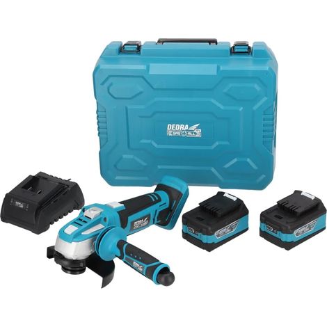 Kit d'outils dans un coffret, meuleuse d'angle puissante Ø 125 mm, 9500 tr/min, deux batteries 4 Ah, chargeur, longue durée de vie et haute performance (1/5)