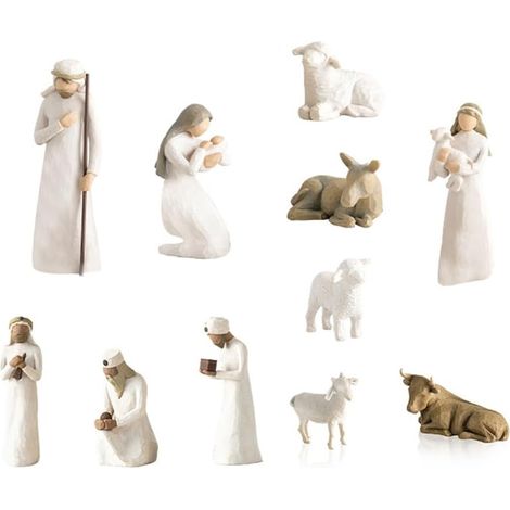 Lot de 10 figurines de crèche de Noël, parfaites pour la crèche de Noël, décorations de Noël