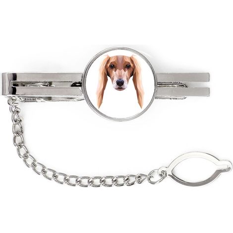 Galgo persa, Saluki - pinza de corbata geométrica con foto e inscripción Art-Dog (1/4)