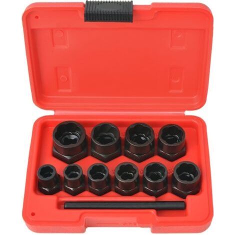 Kit extracteur de boulons et écrous endommagés - Set de 11 pièces en acier pour retirer vis, boulons et écrous grippés (1/3)