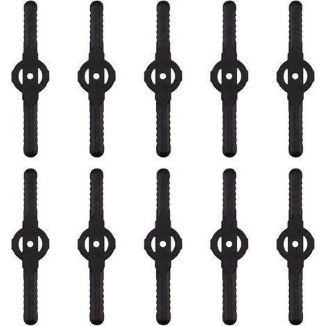 Trimmerklingen aus Kunststoff, 10er-Packung, Ersatzklingen für Akku-Trimmer-Werkzeugset, Ersatzklingen für Kunststoff-Rasenmäher (schwarz) (1/4)
