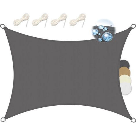 Voile d'Ombrage Rectangulaire Imperméable PES SolVision PS9 – Toile Protection Solaire et UV pour Pergola avec Fixation Brise Vue 3x4m (1/5)