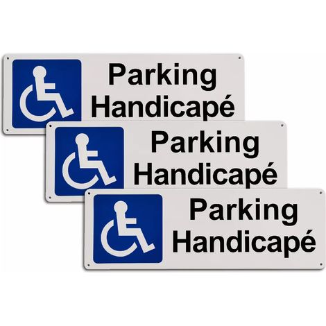 Pack 3 larges panneaux extérieurs 'Parking Handicapé' - PVC résistant (42 x 14 cm) (1/3)