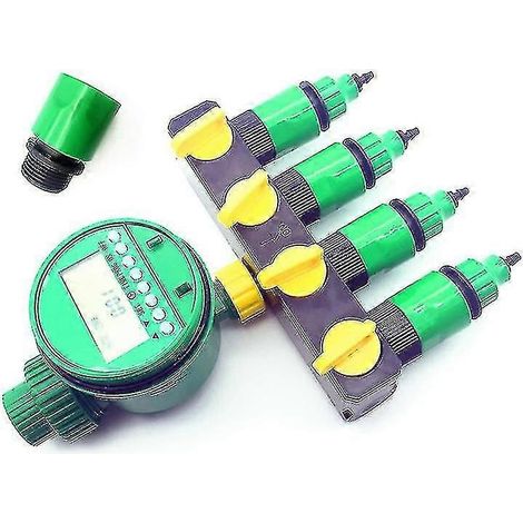 1 jeu (7 pièces) de programmateur d'arrosage goutte à goutte pour jardin, raccord rapide 4 voies, interface à filetage 3/4" (1/5)