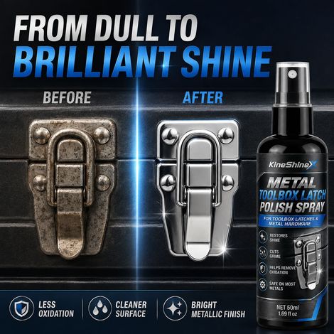 KineShineX Polierspray für Metallwerkzeugkastenschlösser – Reinigt, entfernt Oxidation und bringt Metalle zum Glänzen (1/4)