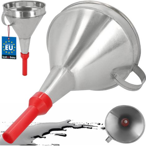 Entonnoir galvanisé avec passoire, embout en plastique, 17 cm