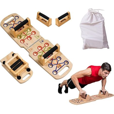 Planche À Pompes Pliable - Support Pour Pompes En Bois Massif - 14 Positions Guidées Avec Poignées - 2 Pièces (1/3)