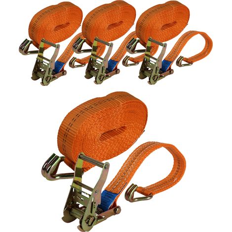 4x Profi Ratschen Spanngurt Spanngurte Zurrgurt 2-tlg 6m 2t 2to 2000kg TÜV/GS ORANGE (1/5)