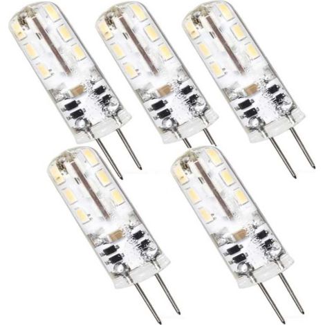 5 Ampopules LED G4 1,5W Silicone 95 lumens blanc chaud 3000K (1/4)