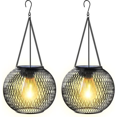 Solar Lantern Outdoor Garden 2 Solar Lights Solar Light Outdoor Garden Hanging Metal IP65 Solar Lantern Deco Garden Outdoor for Yard Balcony Gifts (1/5)