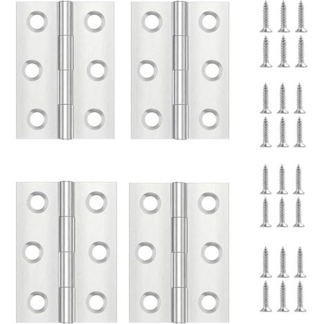 4 Pièces Charniere Porte,Charniere Inox,Charnière Invisible,Charnière plate,Porte Placard/Petites Portes/Tiroirs/Fenêtres/Pianos/Coffret à Bijoux Armoires de Quincaillerie de Meubles de Maison (1/4)
