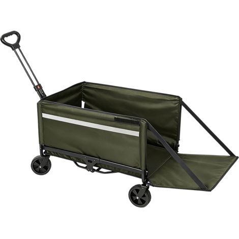 Albatros Bollerwagen Grün klappbar 120L mit Flaschenöffner & Getränkehalter – faltbarer Handwagen mit Reflektorstreifen (1/5)