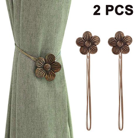 Embrasses magnétiques vintage pour rideaux, 1 paire, en résine avec motif floral, pour rideaux de fenêtre, décoration pour la maison, café ou balcon.