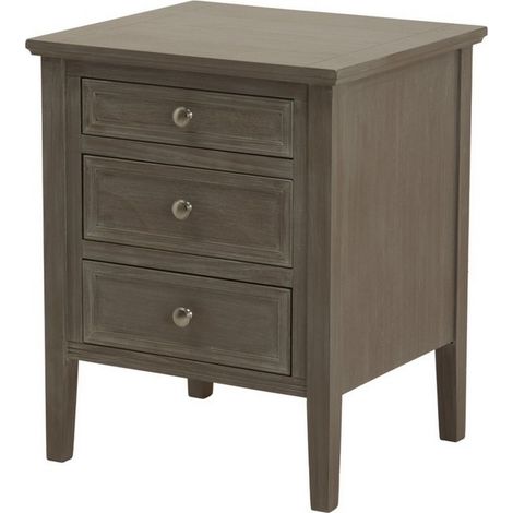 The Serene Collection Three Drawer Bedside Table - Wood - L43 x W48 x H59 cm - Grey