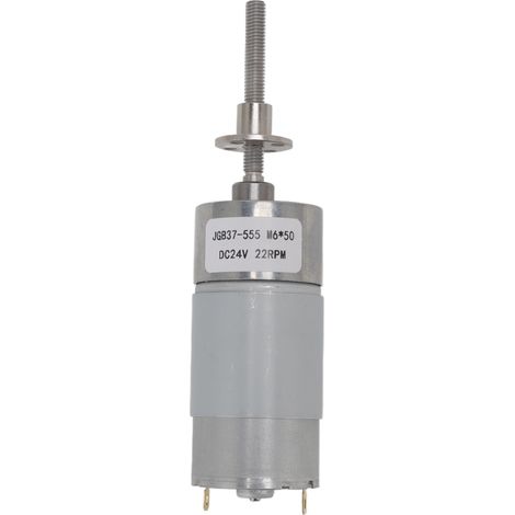 Moteur à engrenages CC M6x50 filetage autobloquant, boîtier en alliage d'aluminium, bobine en laiton, motoréducteur à bride 24V CC 22 tr/min (1/5)