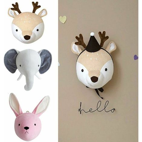 Wall Decor, Animal Head Hanging for Baby Nursery Decor Elephant/Deer Head/Rabbit Stuffed Animal Gifts for Kids Room or Playroom (1/5)