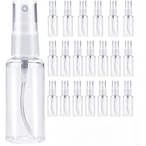 Flacone spray vuoto da 30 ml, 20 pezzi, atomizzatore per profumo vuoto, flacone spray vuoto da viaggio, flacone con pompa in plastica ricaricabile, atomizzatore per cosmetici (trasparente) (1/4)