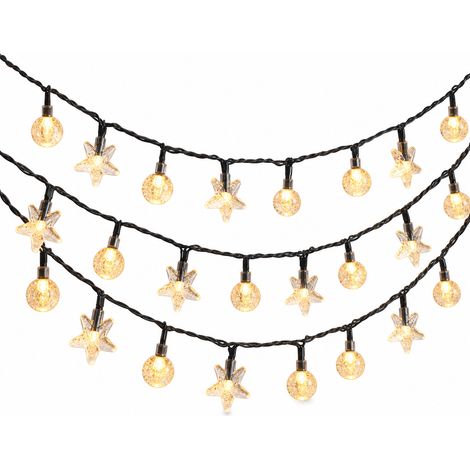 GERANMOERS Guirlande LED Étoiles et Boules à Bulles, Blanc Chaud, 100 LED, Secteur, 8 Modes, Extérieur Étanche (1/5)