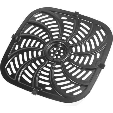 Ersatzschale für Heißluftfritteuse – 1 Stück – Schwarzer, antihaftbeschichteter Edelstahl – Quadratischer Einsatz mit Schutzgittern – Für gesundes Kochen – 24 x 25 cm (1/5)