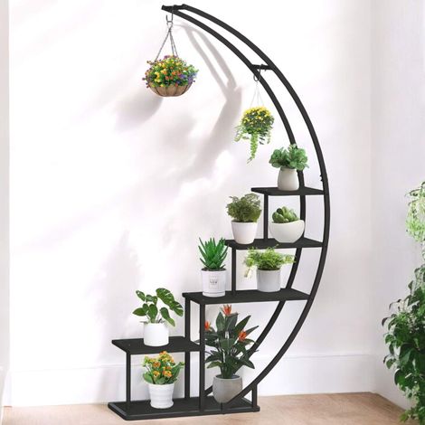 Dandibo – Support à fleurs intérieur 96585 – Métal noir semi-circulaire 170 cm – Étagère multi-niveaux pour plantes – Design moderne (1/5)