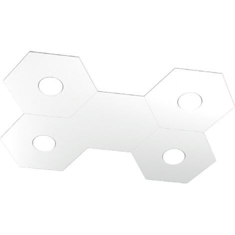 Plafoniera Moderna 5 Moduli Hexagon Metallo Bianco 4 Luci Led 12X4W (1/4)
